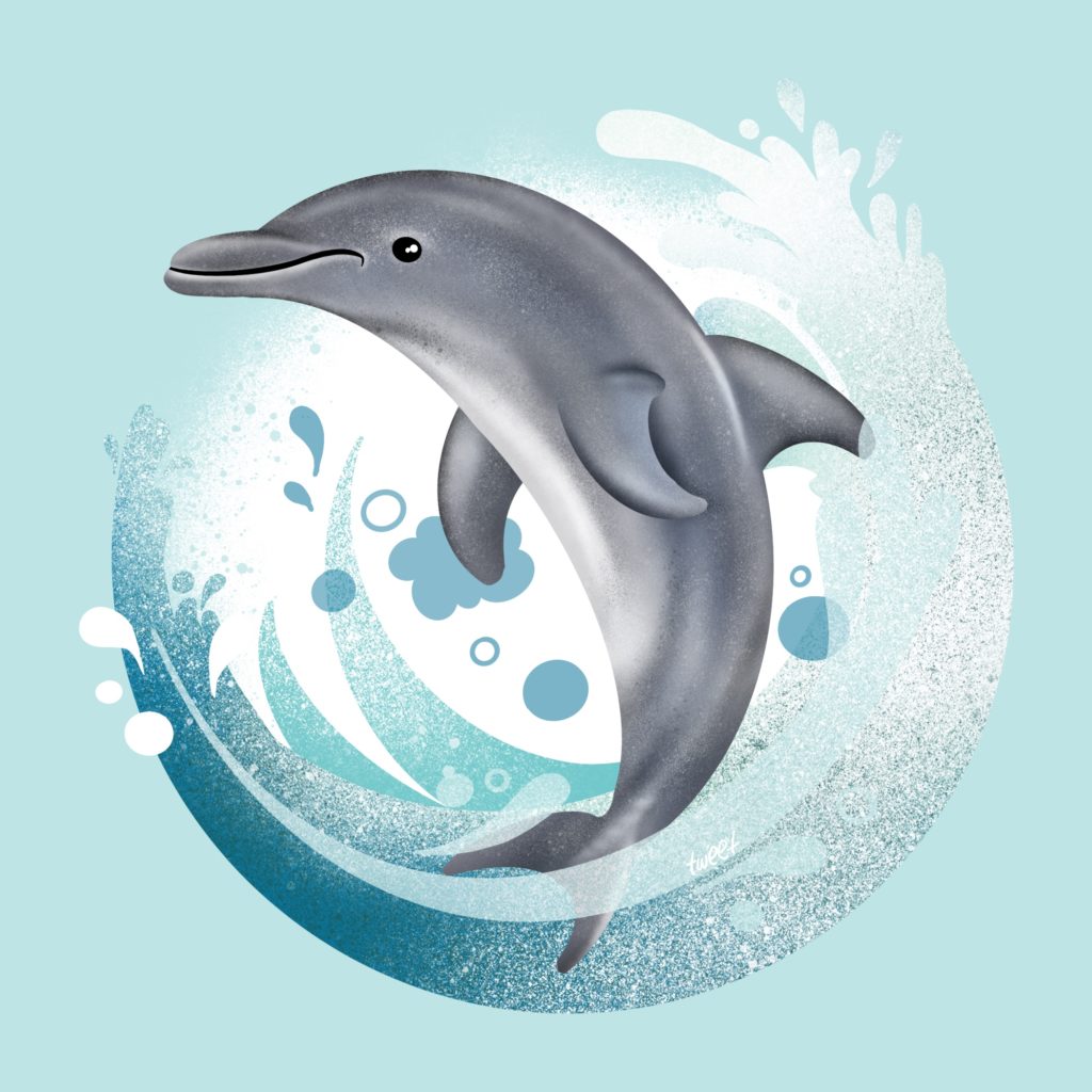 Delfin mit Welle - Tauch T-Shirt