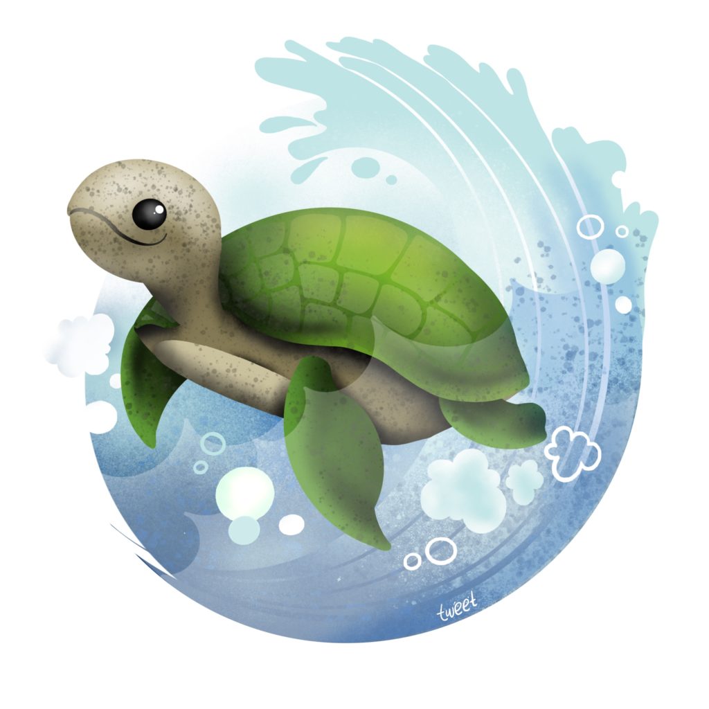 Schildkröte mit Welle - Tauch T-Shirt