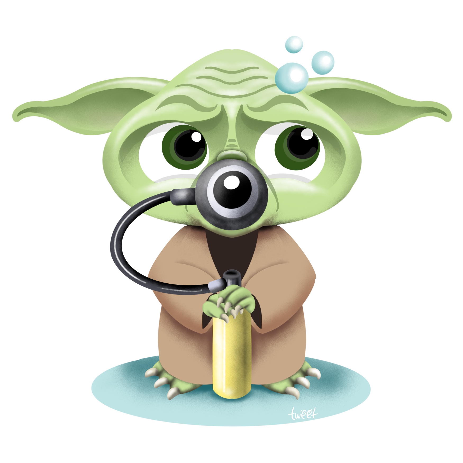 Yoda mit Tauchflasche - Tauch T-Shirt